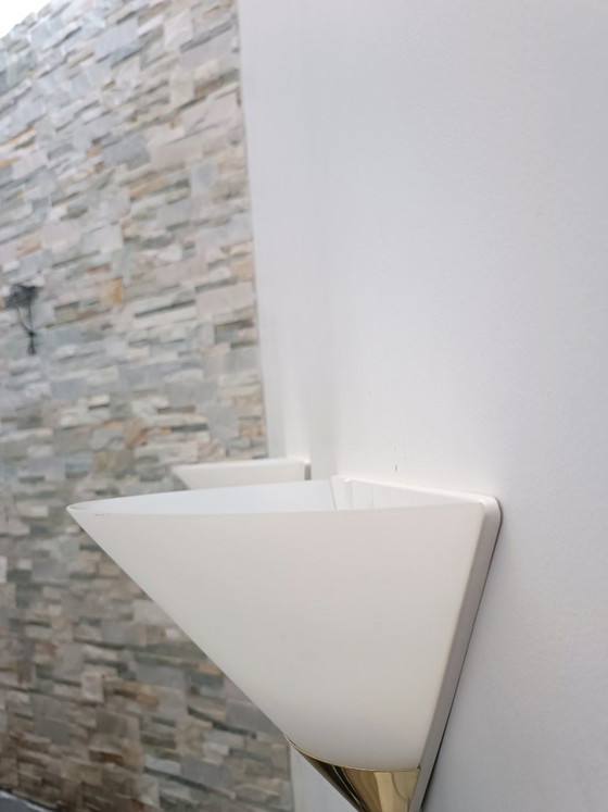 Image 1 of Een paar grote wandlampen model 3671 van Glashütte Limburg, jaren 70.