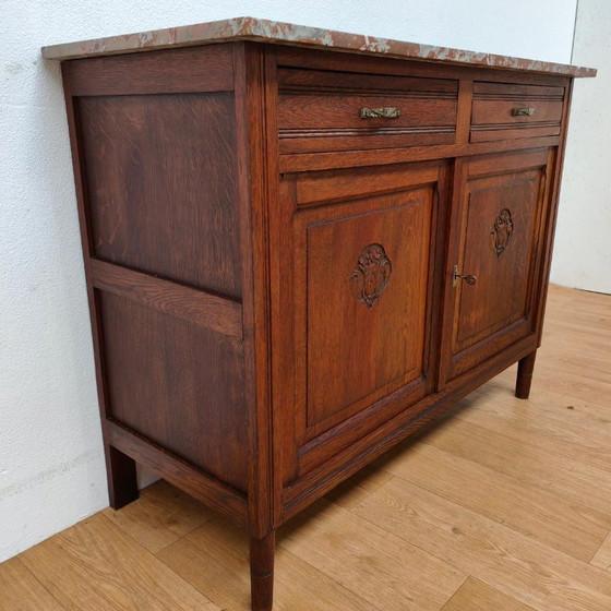Antiek Vintage Dressoir Ladekast Commode Met Marmer Blad – Marble (photo 7 of 12)