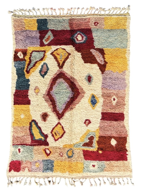 Colorful Moroccan Mrirt Wool Rug 190x310 cm – Handwoven Berber Carpet