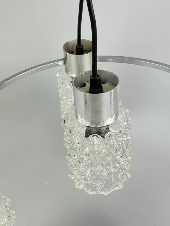 Image 1 of 60s 70s lamp plafondlamp kroonluchter glas chroom space age