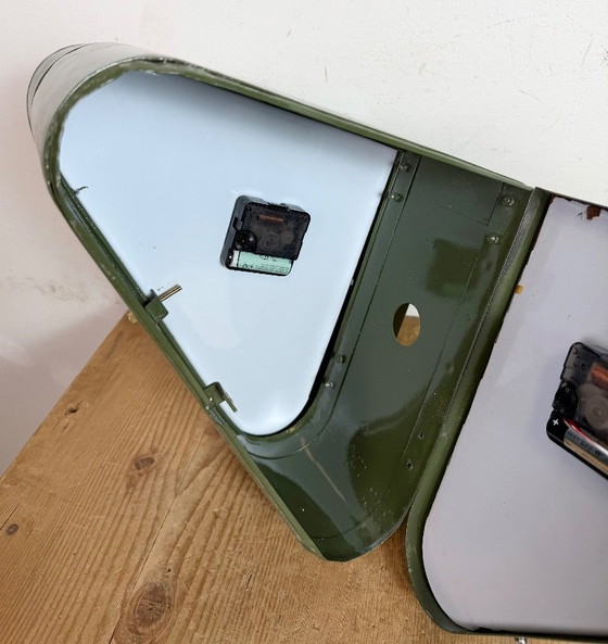 Image 1 of Horloge murale double face Seiko Ships verte vintage, années 1970