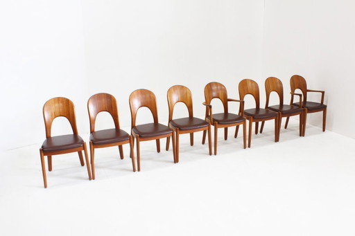 Sedie da pranzo vintage danesi della metà del secolo Niels Koefoed, set di 8