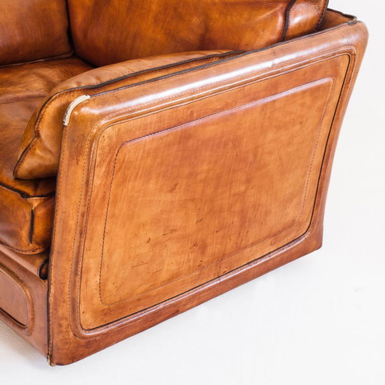 Fauteuil club vintage Roche Bobois. Cuir de buffle camel. France, années 1980 – Leather (photo 14 of 18)