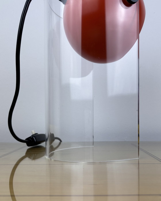 Image 1 of Vintage Eyeball Lamp 1970s Space Age Sputnik design 70s Orange Spot Light with Acrylic Stand Mid Century Modern Industrial