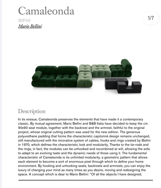 Image 1 of Canapé en cuir CAMALEONDA B&B Italia à partir de 2022 ▪︎ 2 pers. avec pouf