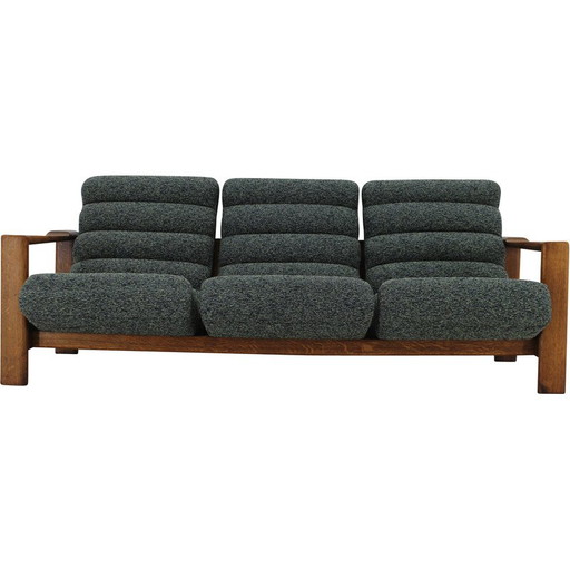 Canapé vintage 3 places en bois de chêne avec rembourrage, Finlande 1960s