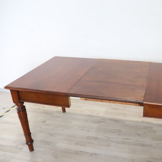 Extendable Dining Table in Walnut and Oak Wood, Italy Early 20th Century (photo 9 of 14)