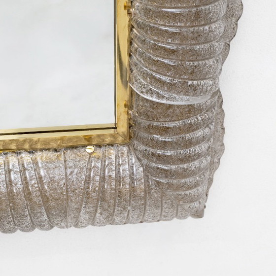 Image 1 of Mid-century Modern Italian Sculptural Backlit Mirror in Murano Glass and Brass