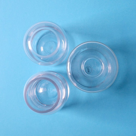 Image 1 of Set of 3 Small Clear Glass Designer Vases / Sweden / 2000s