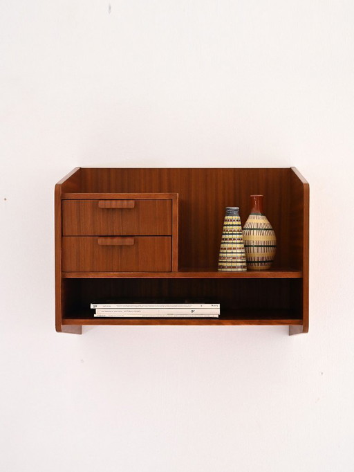 1960s Scandinavian Mahogany Floating Nightstand