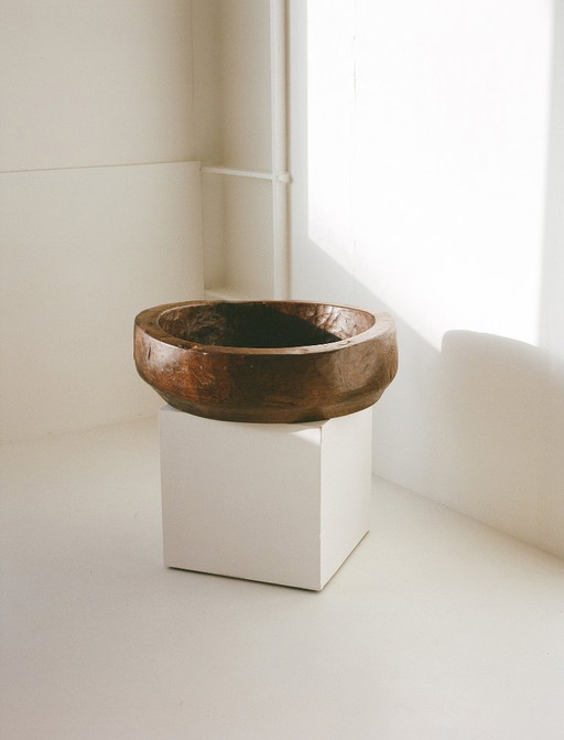 Sehr große, handgefertigte afrikanische Monoxyl-Platte/Schale aus Massivholz, ca. 1960