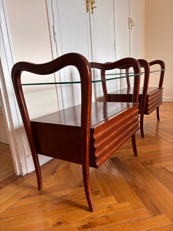2 Nachttische, 1950er Jahre, italienisches Design – Glass, Wood (photo 3 of 10)