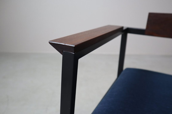 Image 1 of  Pair of Postmodern armchairs in steel and mahogany, 1970s