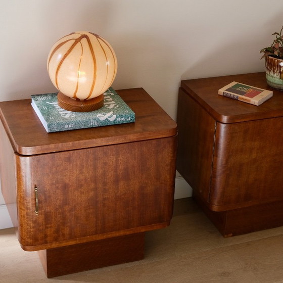 Pair of Art Deco Nightstands ‘Emma’ – Mahogany – Ca. 1935–1940 – Wood (photo 5 of 7)