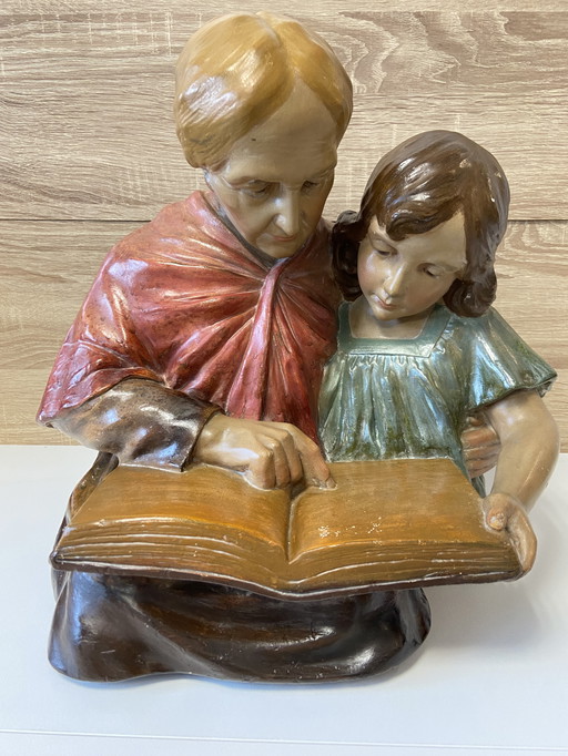 Large Statue Sculpture "La Leçon de Lecture" Edition F. CITTI France 1900 Art