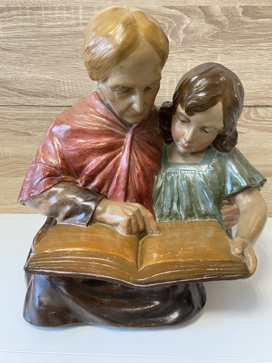 Image 1 of Große Statue Skulptur "La Leçon de Lecture" Edition F. CITTI Frankreich 1900 Kunst