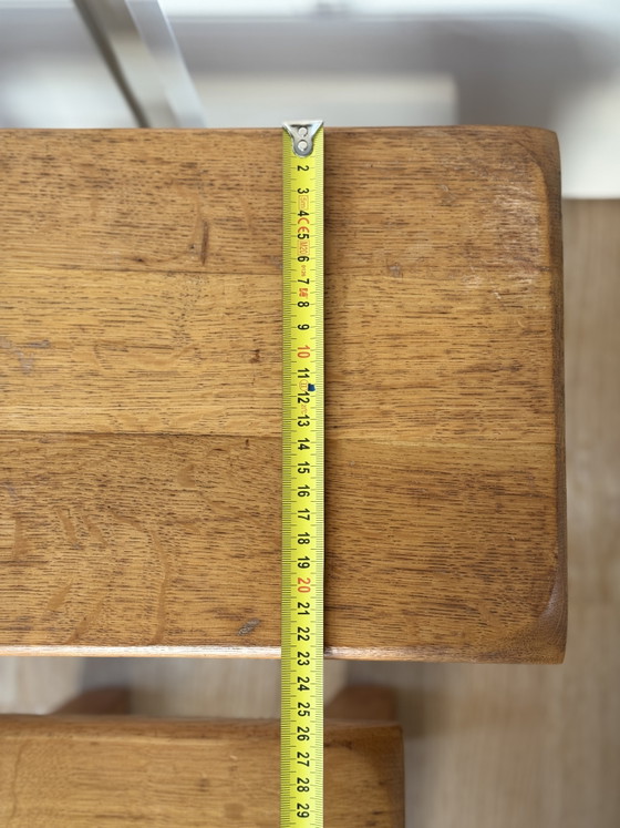 Image 1 of Vintage Brutalist Solid Oak Nesting Side Tables 70s