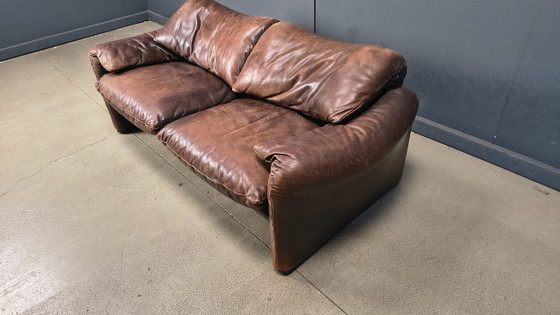 Image 1 of Canapé Maralunga en cuir par Vico Magistretti pour Cassina, 1970