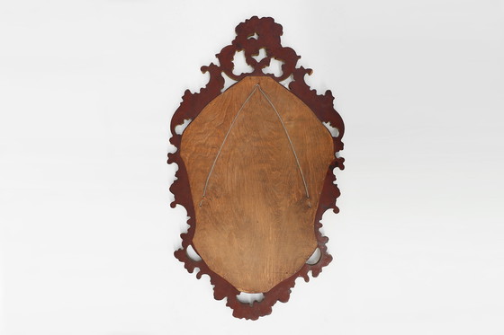 Image 1 of Baroque style oval wall mirror in gilded wood, France