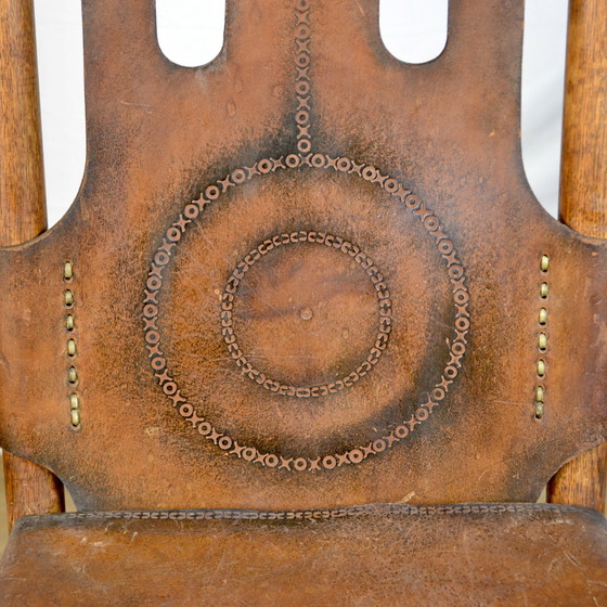 Image 1 of 8x Vintage Leather Dining Chairs 1970s
