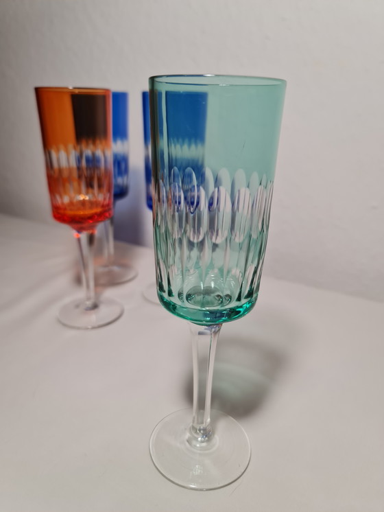Image 1 of Champagne glasses crystal glass colorful 4 pieces