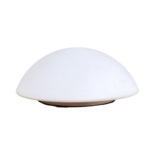 Witte bolvormige plafondlamp HP Leuchten, Duitsland 1970