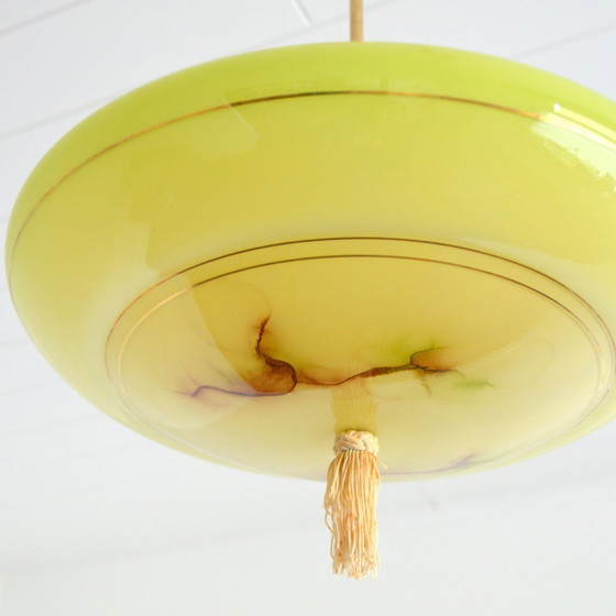 Image 1 of Hanglamp Opaline Geel Art Deco 1930