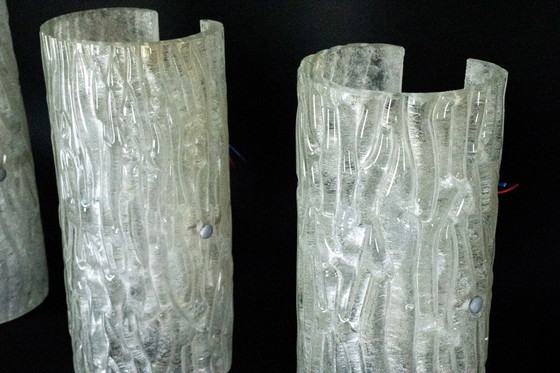 Image 1 of 60s Toni Zuccheri Venini Murano glazen wandlampen, horizontaal of verticaal. Set van 4