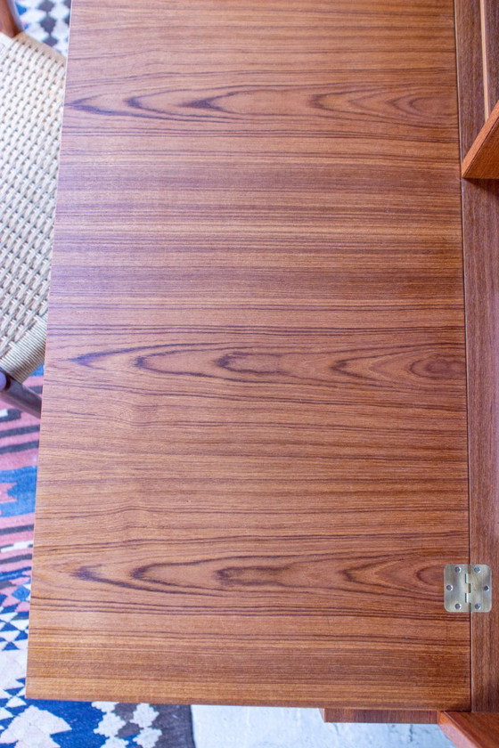 Image 1 of Vintage secretair bureau, dressoir, bijzettafel, teak, Hundevad bureau