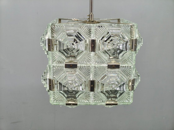 Image 1 of Lampada a sospensione brutalista in vetro di Kamenický Šenov, Cecoslovacchia anni '70