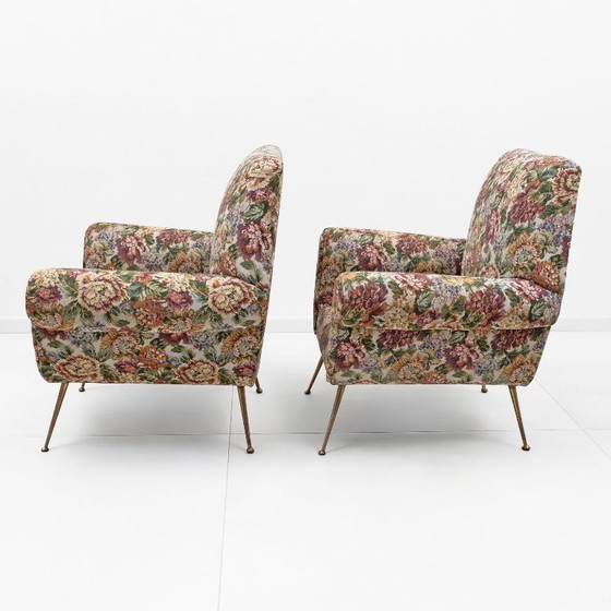 Image 1 of Pair of Gigi Radice Mid-Century Modern Italian Armchairs for Minotti, 50s