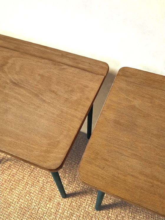 Image 1 of Coppia di comodini in legno e metallo