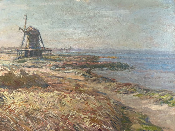 Image 1 of Large signed Danish landscape ca. 1910 – Børge Nyrop – oil on canvas – original gilded frame