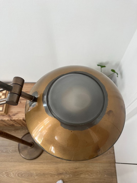 Image 1 of Lampada da terra vintage Relco Milano anni '80 – Legno di radica e bronzo – Design postmoderno italiano