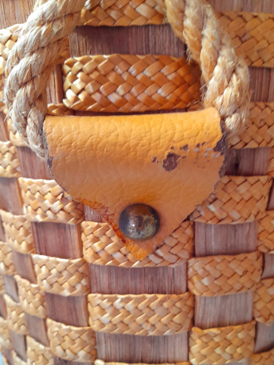 Image 1 of Hanging rattan and rope plant pot, 1960s