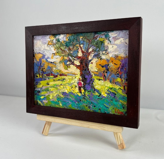 Image 1 of Original Oil Painting Summer Nature Landscape The heat hangs over the field