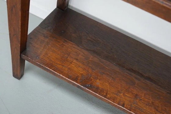 Image 1 of Vintage Franse rustieke landelijke eikenhouten bijzettafel