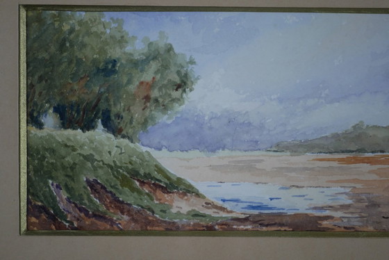 Image 1 of P. Chaumette, Lakeside Landscapes, 1930 - Pair of framed watercolors.