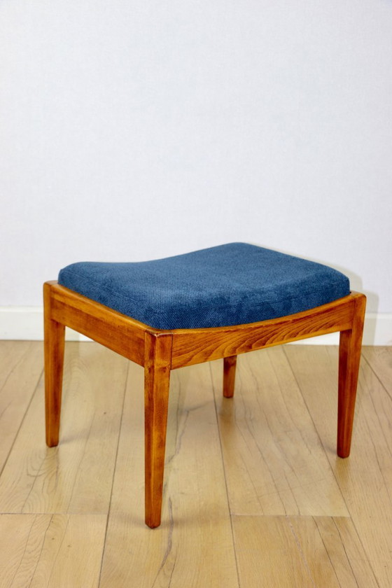 Image 1 of Stool seat navy blue structural fabric Art Deco - 2 pieces available