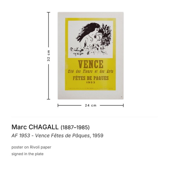 Image 1 of Marc CHAGALL AF 1953 - Cartel Vence Fêtes de Pâques 1959