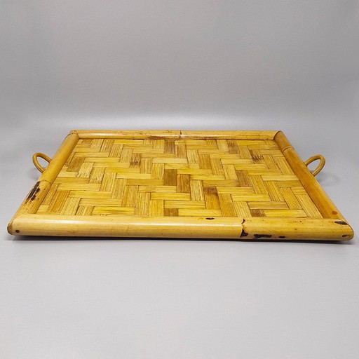 1970s Astonishing Italian Tray in Bamboo, Rattan and Wicker. Made in Italy