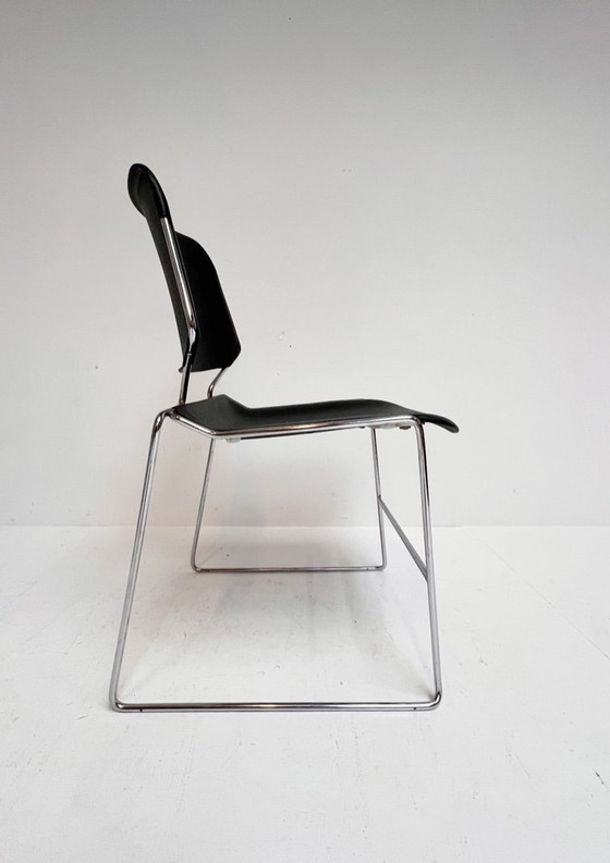 Image 1 of Set of 6 black Matrix Krueger chairs by Thomas Tolleson, 1970s