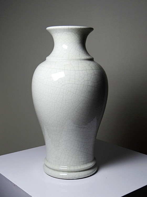 Image 1 of Large baluster vase in white crackled earthenware, Chinese style, 20th century