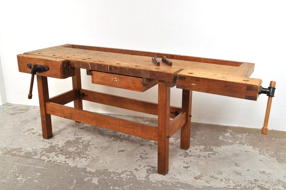 Image 1 of Vintage Beuken- en Eikenhouten Werkbank Nooitgedagt / Dressoir