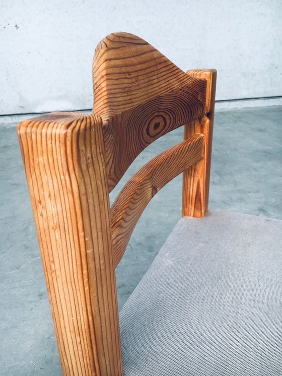 Image 1 of Esszimmerstuhl-Set aus Kiefernholz im Brutalismus-Design, quadratisches Modell, 1970er