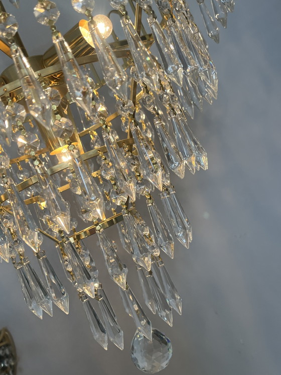Image 1 of cut crystal point icicles chandelier