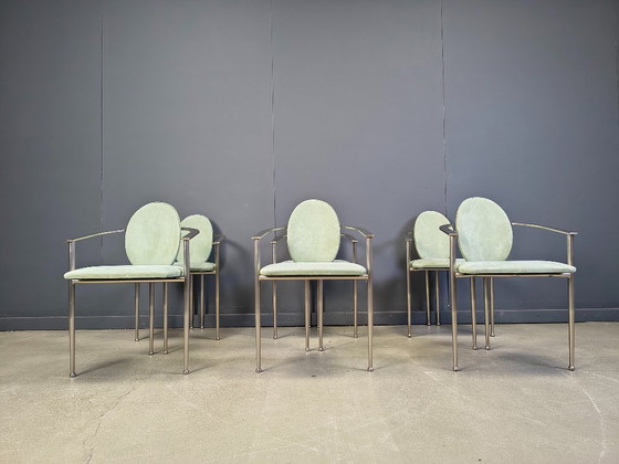 Image 1 of Vintage eetkamerstoelen van Belgo chrom, set van 6 - jaren 80