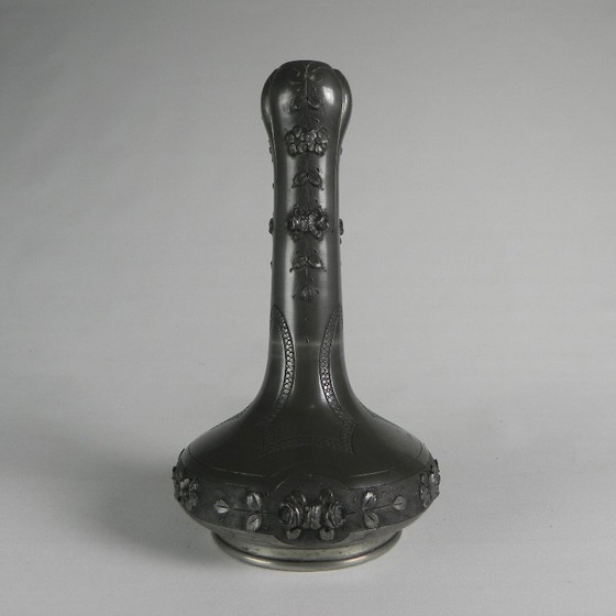 Image 1 of Pewter Art Nouveau vase signed Pechez, early 20th century