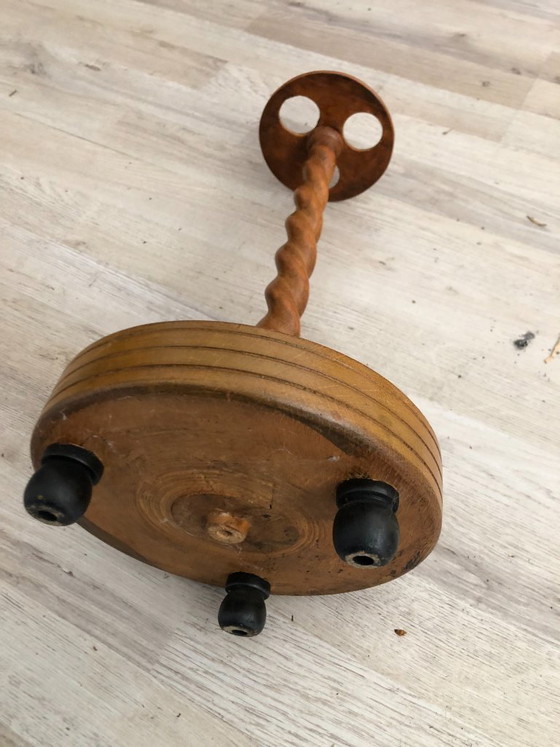 Image 1 of Antique wooden pipe stand - 53 cm high with turned column