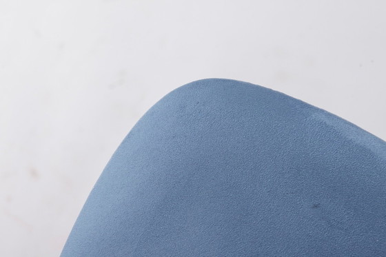 Image 1 of Desk Chair 1960s Germany, Vintage Beech Wood Office Chair, Restored Light Blue Upholstery, Mid Century